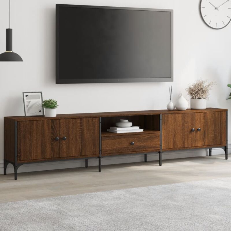 Meuble TV,Banc tv Moderne,Meuble de Rangement à tiroir chêne brun 200x25x44 cm bois d'ingénierie CFW164935