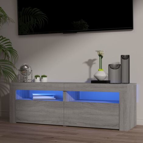 Meuble TV，Banc TV Moderne，Meuble de Rangement avec lumières LED sonoma gris 120x35x40 cm CFW289258