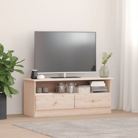Meuble TV，Banc TV Moderne，Meuble de Rangement avec tiroirs ALTA 100x35x41 cm bois massif de pin CFW167280