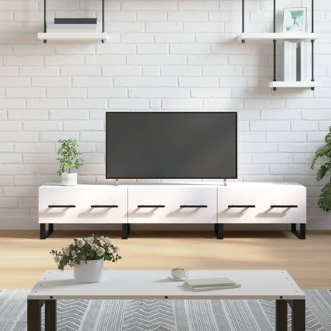 Meuble TV，Banc TV Moderne，Meuble de Rangement blanc 150x36x30 cm bois d'ingénierie CFW971754
