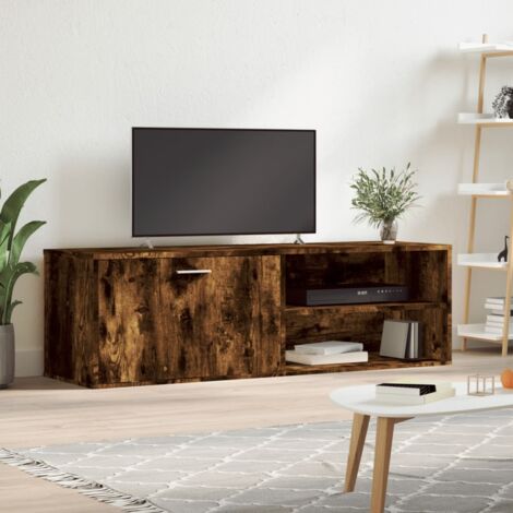 Meuble TV，Banc TV Moderne，Meuble de Rangement chêne fumé 120x34x37 cm bois d'ingénierie CFW732518