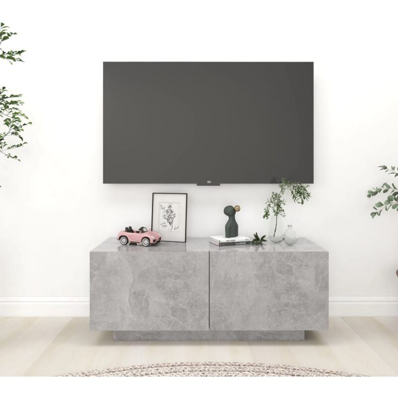 Meuble TV,Banc tv Moderne,Meuble de Rangement Gris béton 100x35x40 cm Bois d'ingénierie CFW882553