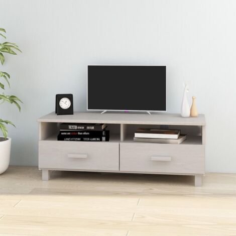 Meuble TV,Banc TV Moderne,Meuble de Rangement HAMAR Blanc 106x40x40 cm Bois massif de pin CFW909961