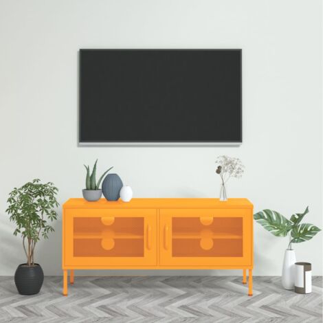 Meuble TV，Banc TV Moderne，Meuble de Rangement Jaune moutarde 105x35x50 cm Acier CFW181417