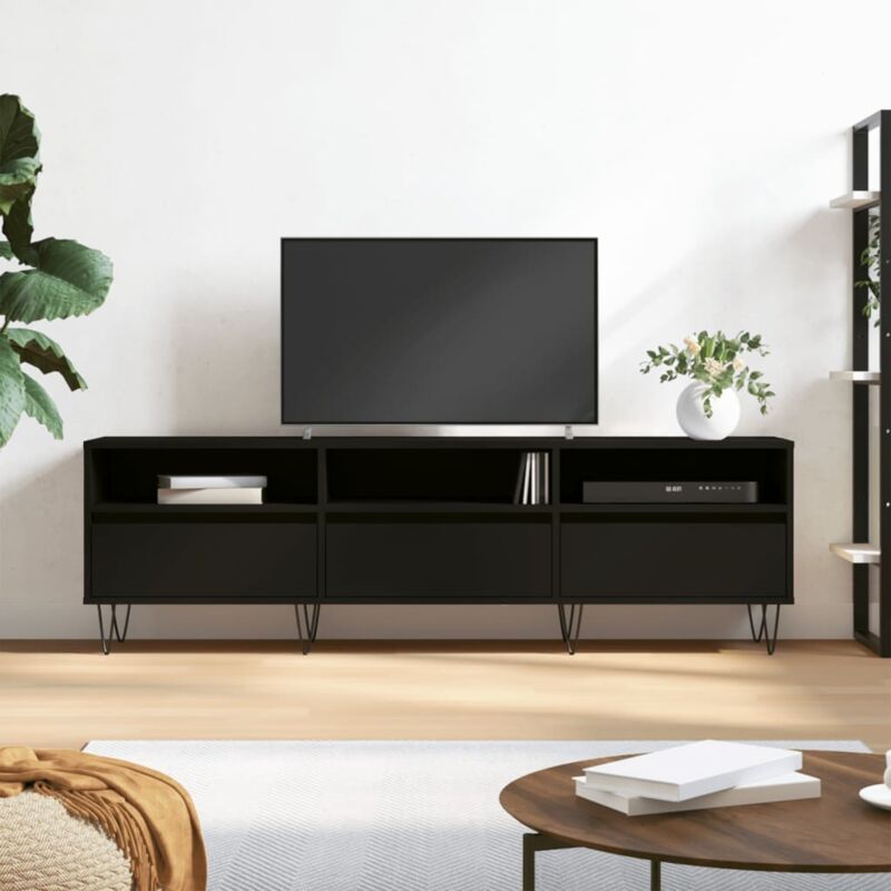 Meuble TV,Banc tv noir 150x30x44,5 cm bois d'ingénierie -BV34532