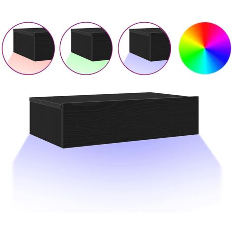 Meuble TV，Banc TV，Armoire TV avec éclairage LED Chêne noir 60 x 35 x 15,5 cm CFW257583