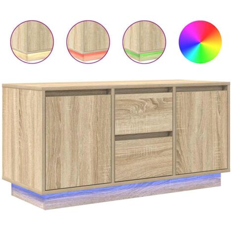 Meuble TV，Banc TV，Armoire TV avec lumières LED chêne sonoma 100x41x50 cm CFW381979