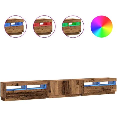 Meuble TV，Banc TV，Armoire TV avec lumières LED vieux bois bois d'ingénierie CFW256790