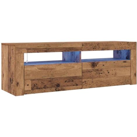 Meuble TV，Banc TV，Armoire TV avec lumières LED vieux bois bois d'ingénierie CFW291938