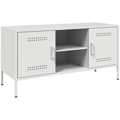 Meuble TV,Banc TV,Armoire TV blanc 100,5x39x50,5 cm acier CFW258508