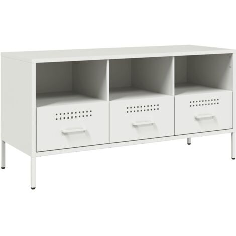 Meuble TV,Banc TV,Armoire TV blanc 100,5x39x50,5 cm acier CFW493535