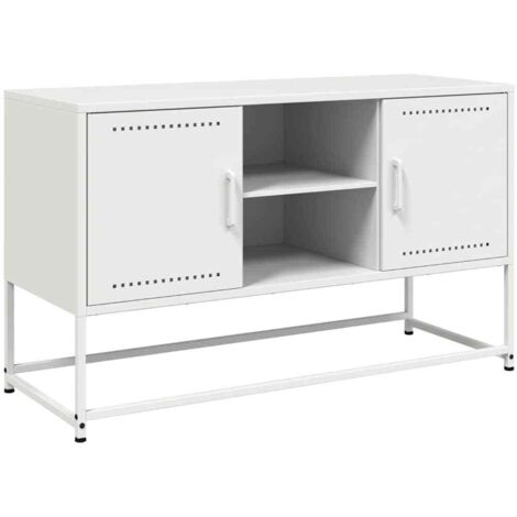 Meuble TV,Banc TV,Armoire TV blanc 100,5x39x60,5 cm acier CFW424701