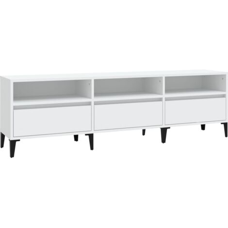 Meuble TV，Banc TV，Armoire TV blanc 150x30x44,5 cm bois d'ingénierie CFW781978