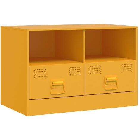 Meuble TV，Banc TV，Armoire TV jaune moutarde 67x39x44 cm acier CFW544881