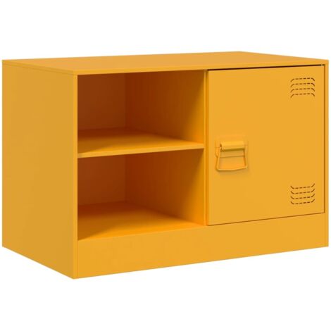 Meuble TV，Banc TV，Armoire TV jaune moutarde 67x39x44 cm acier CFW991150