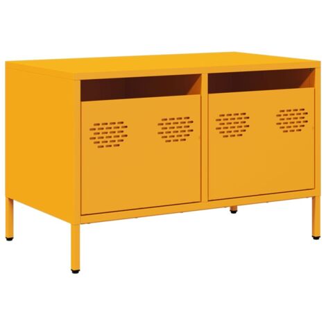 Meuble TV，Banc TV，Armoire TV jaune moutarde 68x39x43,5 cm acier laminé à froid CFW284399