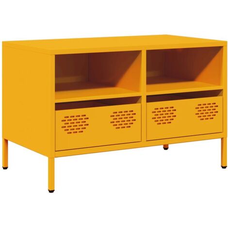Meuble TV，Banc TV，Armoire TV jaune moutarde 68x39x43,5 cm acier laminé à froid CFW757925