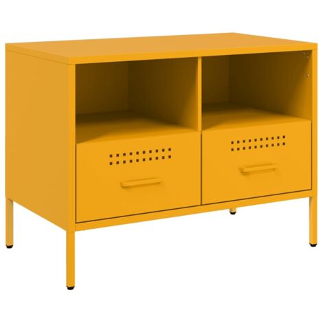 Meuble TV，Banc TV，Armoire TV jaune moutarde 68x39x50,5 cm acier CFW300467
