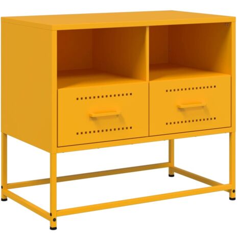 Meuble TV，Banc TV，Armoire TV jaune moutarde 68x39x60,5 cm acier CFW766339