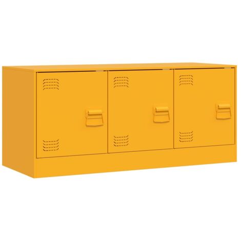 Meuble TV，Banc TV，Armoire TV jaune moutarde 99x39x44 cm acier CFW501158