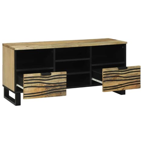 Meuble TV，Banc TV，Armoire TV Marron 100 x 33 x 46 cm bois de manguier massif CFW270675