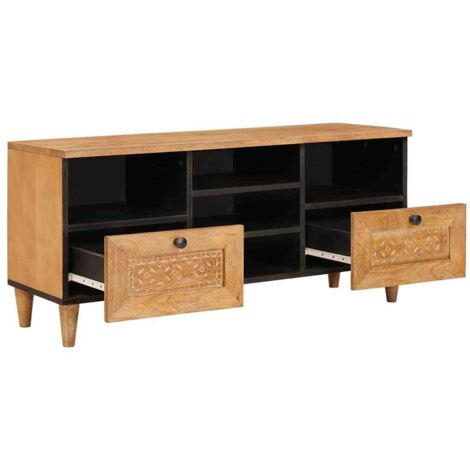 Meuble TV，Banc TV，Armoire TV Marron clair 100 x 33 x 46 cm bois de manguier massif CFW288339