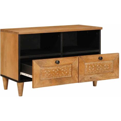 Meuble TV，Banc TV，Armoire TV Marron clair 70 x 33 x 46 cm bois de manguier massif CFW795126
