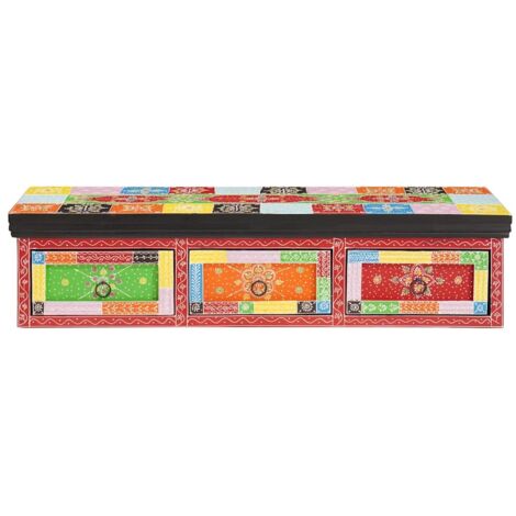 Meuble TV，Banc TV，Armoire TV Multicolore 100 x 30 x 24 cm Bois de manguier massif CFW218759