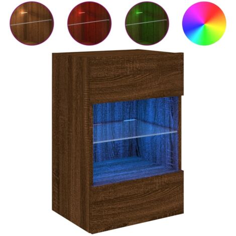 Meuble TV,Banc TV,Armoire TV mural avec lumières LED chêne marron 40x30x60,5 cm CFW983685