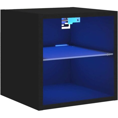 Meuble TV，Banc TV，Armoire TV mural avec lumières LED noir 30x28,5x30 cm CFW379195