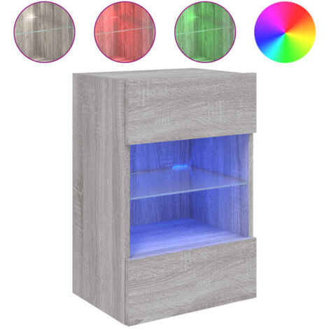 Meuble TV,Banc TV,Armoire TV mural avec lumières LED sonoma gris 40x30x60,5 cm CFW143746