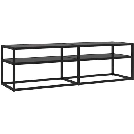 Meuble TV，Banc TV，Armoire TV Noir 140x40x40,5 cm Verre trempé CFW107743
