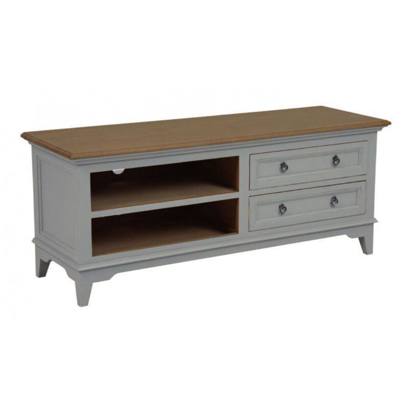 Meuble tv/hifi 2 tiroirs - Bois - Gris - Interior's