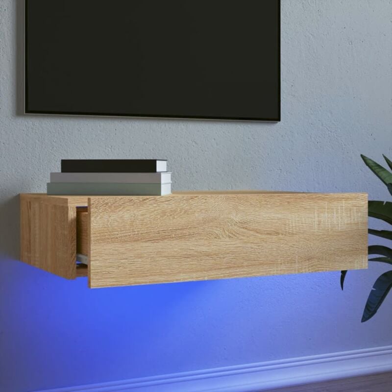 Design In - Meuble TV,Meuble de Rangement,Banc tv avec éclairage led chêne sonoma 60x35x15,5 cm CFW328007