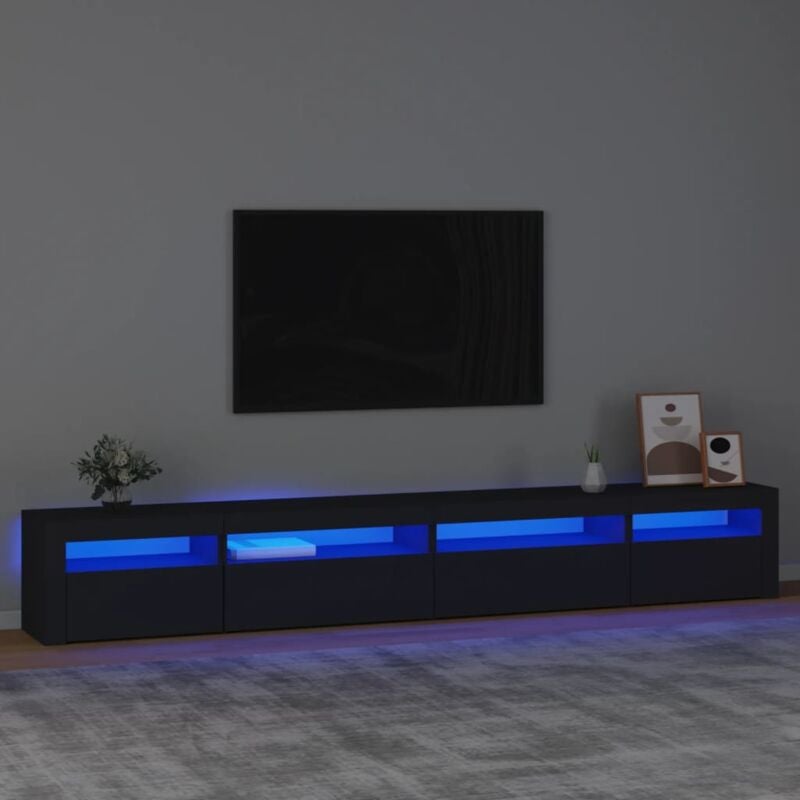 Design In - Meuble TV,Meuble de Rangement,Banc tv avec lumières led Noir 270x35x40 cm CFW314108