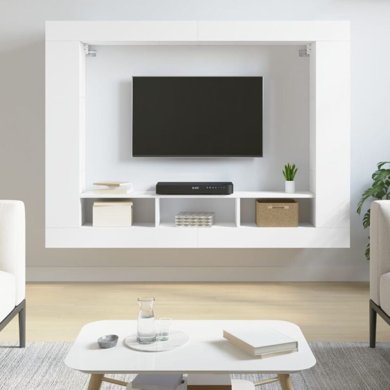 Meuble TV,Banc tv Moderne,Meuble de Rangement blanc 152x22x113 cm bois d'ingénierie CFW422203