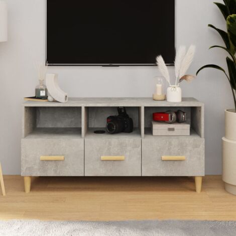 Meuble TV，Meuble de Rangement，Banc TV gris béton 102x36x50 cm bois d'ingénierie CFW625431