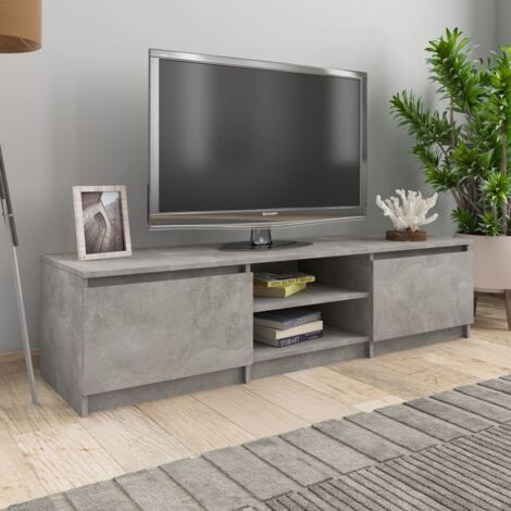 Meuble TV，Meuble de Rangement，Banc TV Gris béton 140x40x35,5 cm Bois d'ingénierie CFW510476