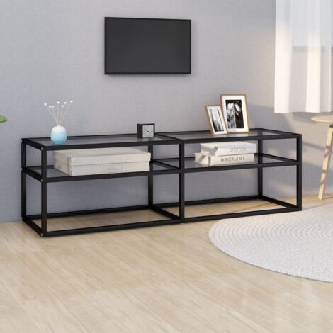 Meuble TV，Meuble de Rangement，Banc TV Transparent 140x40x40,5 cm Verre trempé CFW448414