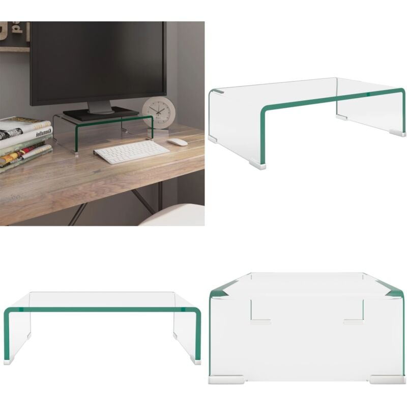 Vidaxl - Meuble TV/pour moniteur 40x25x11 cm verre transparent - Support Tv - Meuble Tv - Stand Tv - Étagère Tv - Support Écran - Home & Living
