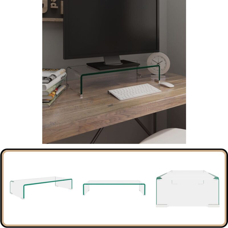 Vidaxl - Meuble TV/pour moniteur 60x25x11 cm verre transparent - Support Tv - Meuble Tv - Stand Tv - Écran Plat - Rangement Media