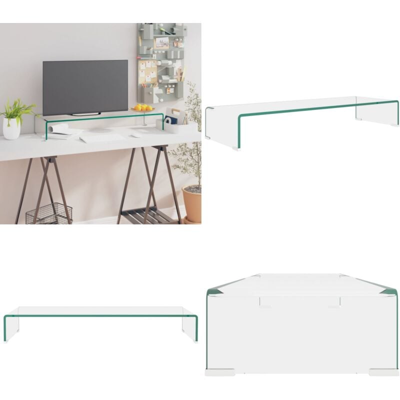 Vidaxl - Meuble TV/pour moniteur 90x30x13 cm verre transparent - Support Tv - Meuble Tv - Stand Tv - Ecran Tv - Table Basse - Home & Living