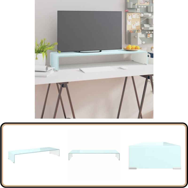 Vidaxl - Meuble TV/Support pour moniteur 90x30x13 cm verre vert - Meubles Tv - Support Tv - Stand Tv - Meuble Tv En Verre - Support Ecran