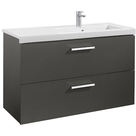 Meuble Unik PRISMA 1100 - 2 tiroirs + lavabo à droite - Gris anthracite - Roca