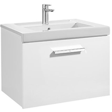 Meuble Unik PRISMA 600 - 1 tiroir + lavabo - Blanc brillant - Roca