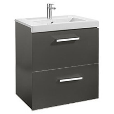 Meuble Unik PRISMA 600 - 2 tiroirs + lavabo - Gris anthracite - Roca