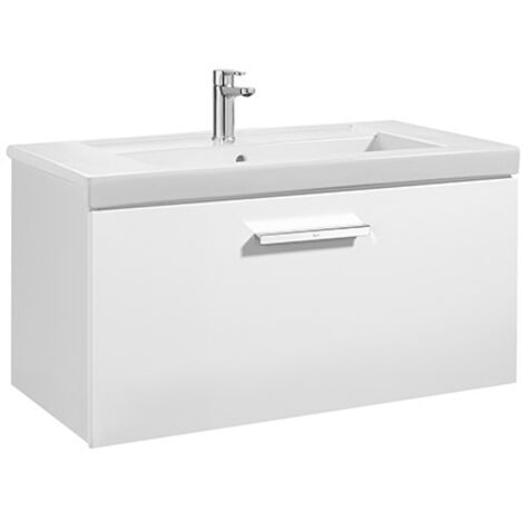 Meuble Unik PRISMA 800 - 1 tiroir + lavabo - Blanc brillant - Roca