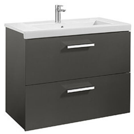 Meuble Unik PRISMA 800 - 2 tiroirs + lavabo - Gris anthracite - Roca
