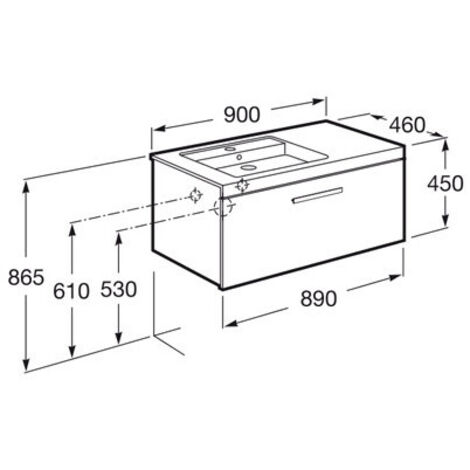Meuble Unik PRISMA 900 - 1 tiroir + lavabo à gauche - Blanc / Frêne - Roca
