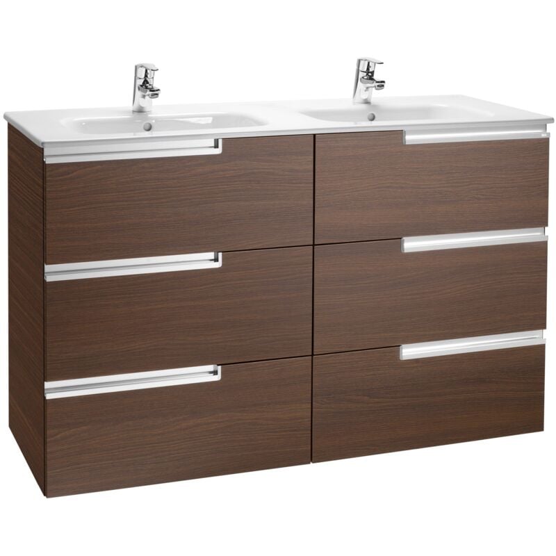 Roca - Double vasque et meuble sous-lavabo victoria-n Couleur : Wengue